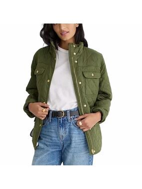 J.Crew Downtown Field Jacket Quilted Olive Green Small
